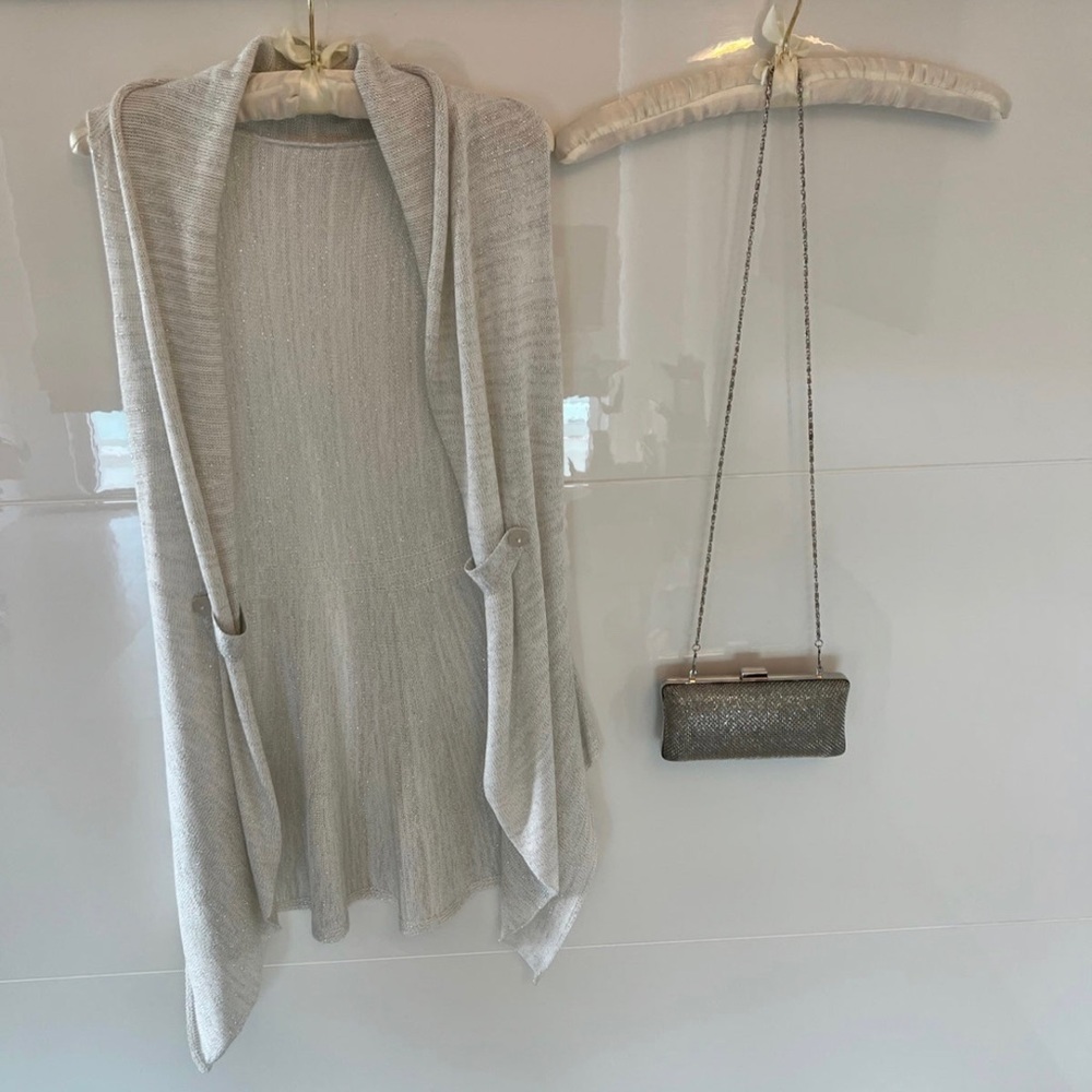 Women fancy silver vest & Clutch silver metal purse